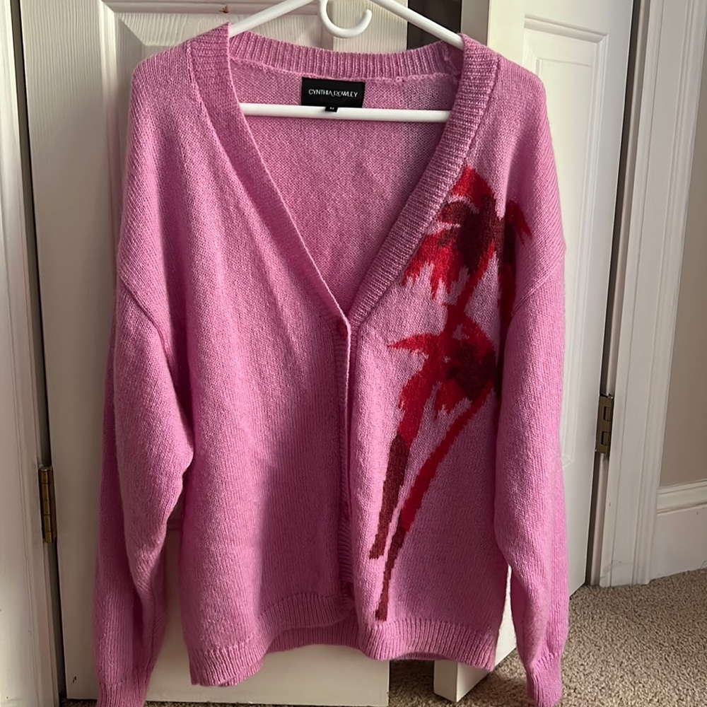 Cynthia Rowley Intarsia palm tree cardigan